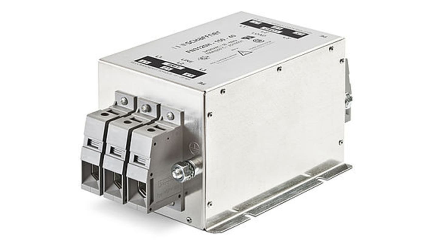 Schaffner, FN3120 150A 3 x 520/300 V ac 0 → 60Hz, Chassis Mount EMI Filter, Terminal Block 3 Phase