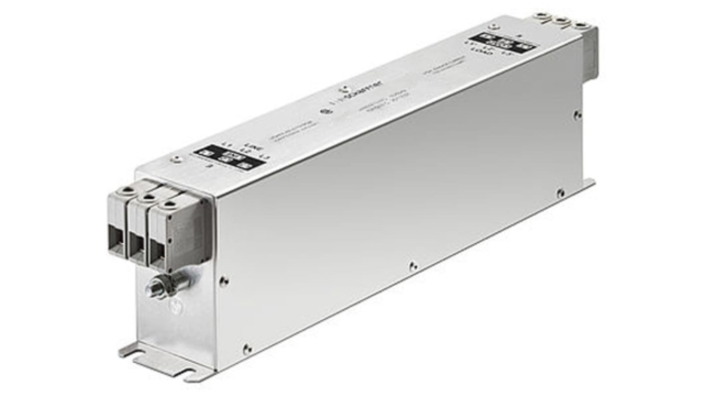 Schaffner, FN 3258 130A 3 x 520/300 V ac 0 → 60Hz, Chassis Mount RFI Filter, Terminal Block 3 Phase