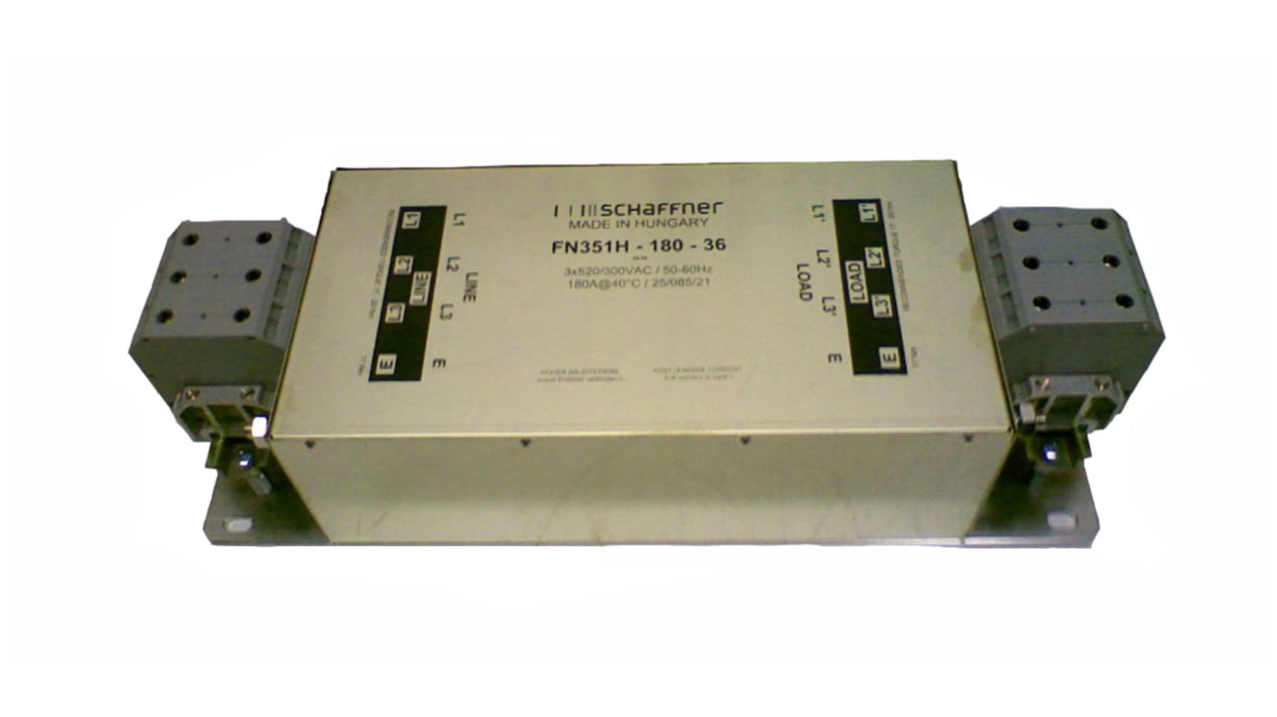 Schaffner, FN351 180A 3 x 520/300 V ac 0 → 60Hz, Chassis Mount RFI Filter, Terminal Block 3 Phase