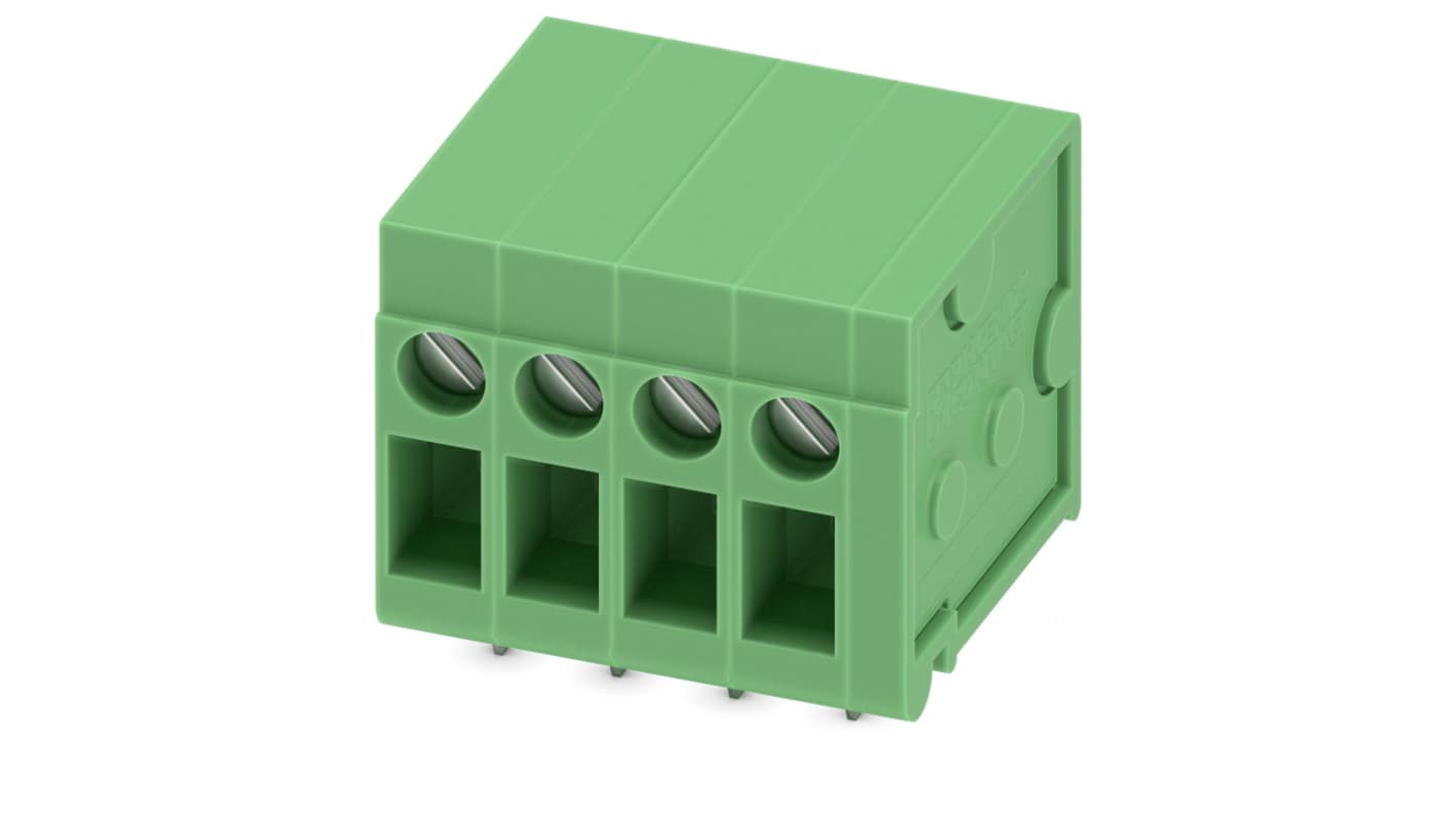 Phoenix Contact FRONT 2.5-H/SA10- 4 Series PCB Terminal Block, 4-Contact, 5mm Pitch, Through Hole Mount, Screw