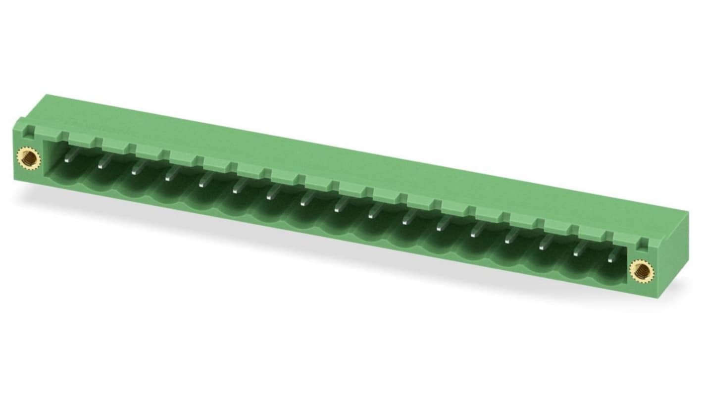 Phoenix Contact, 5.08mm Pitch, MSTB 2.5/17-GF-5.08, 17 Way, Pluggable Terminal Block, Header, Solder Termination,