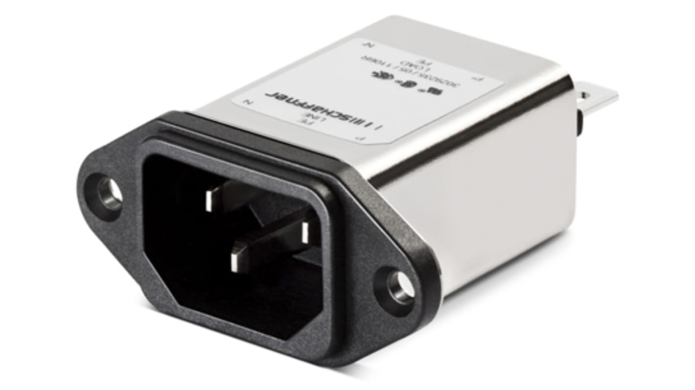 Schaffner 3A, 250 V ac Male Panel Mount, Screw Mount IEC Filter FN9222R-3-06, Faston