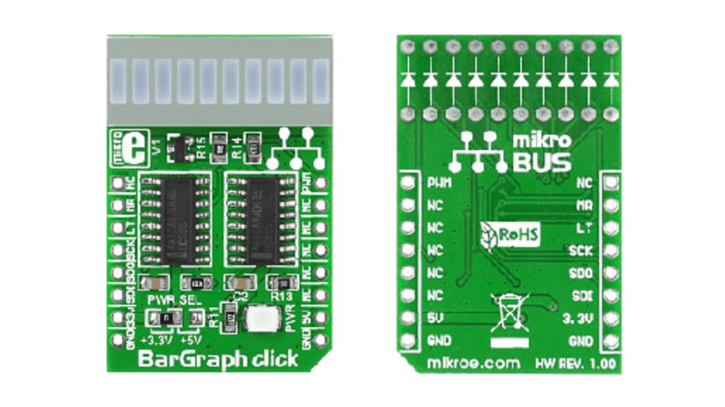 MikroElektronika 10 段显示屏附加板 显示板, BarGraph click