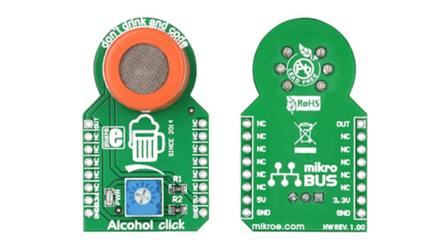 MikroElektronika Alcohol click Gas Sensor Add On Board for MQ-3