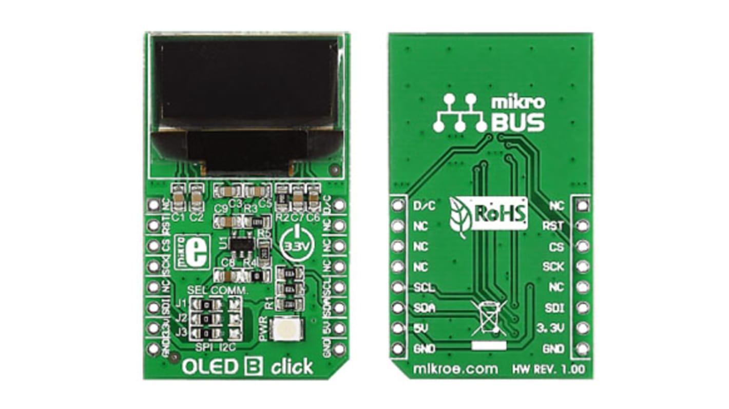 MikroElektronika MIKROE-1650, OLED B click OLED Display Add On Board With MI9639BO-B2, SSD1306