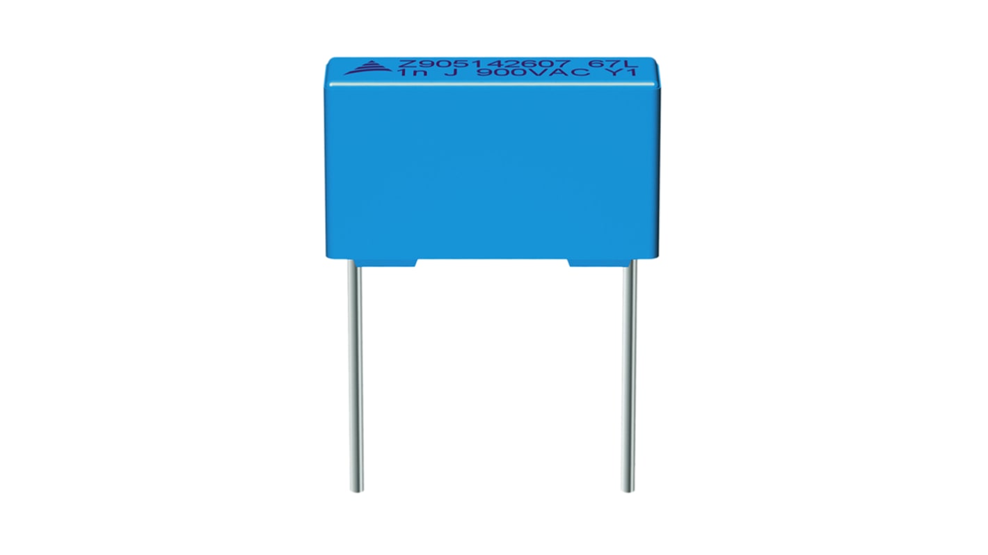 EPCOS B32672L Metallised Polypropylene Film Capacitor, 2 kV dc, 700 V ac, ±5%, 1nF, Through Hole