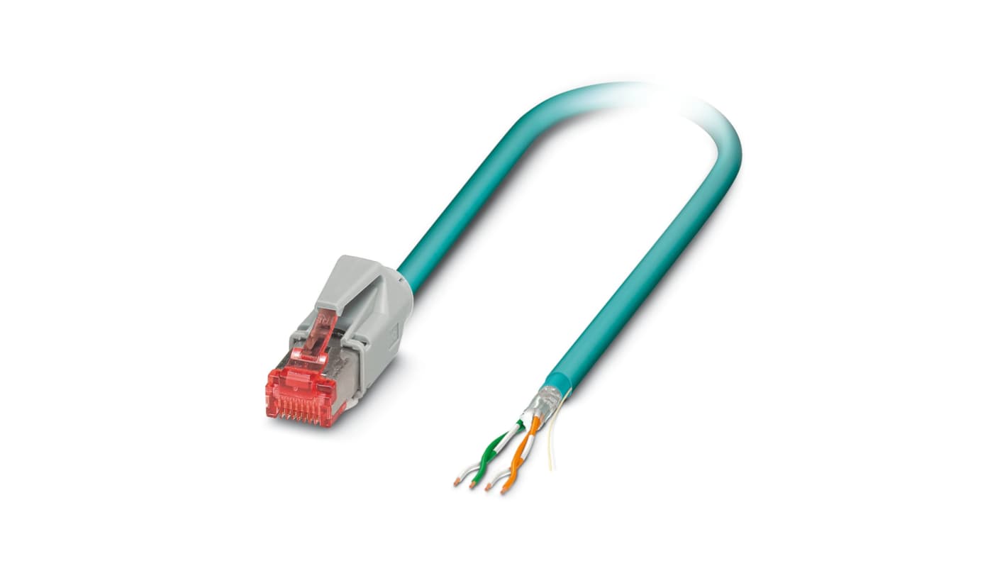 Phoenix ContactVS-IP20-OE-93E/0.5, 3m Cat5e, Black RJ45 to Male Unterminated Shielded, Terminated Polyurethane Sheath