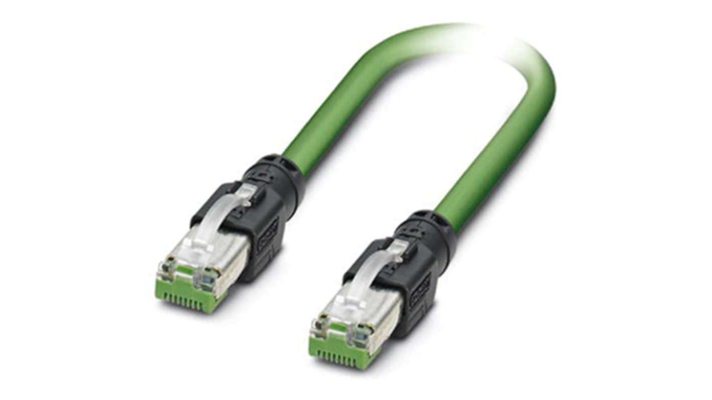 Phoenix ContactNBC-R4AC/2.0-93B/R4AC, 2m Cat5, Green RJ45 to Male RJ45 Male Shielded, Terminated PVC Sheath