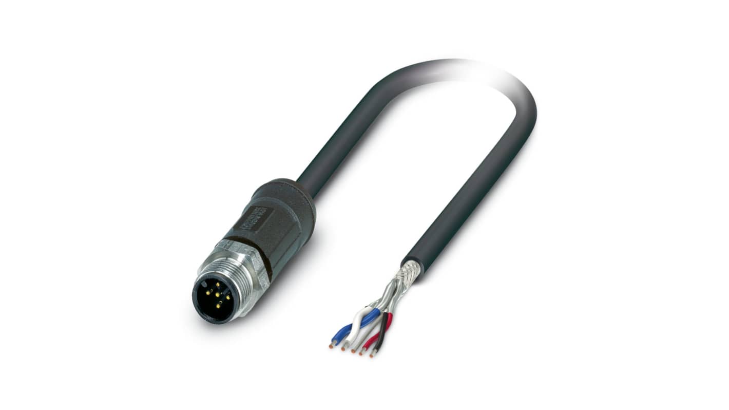 Phoenix Contact SAC-5P-M12MS/ 5.0-92X SH OD Buskabel 4-adrig, Stecker gerade / offenes Ende, Länge 5m