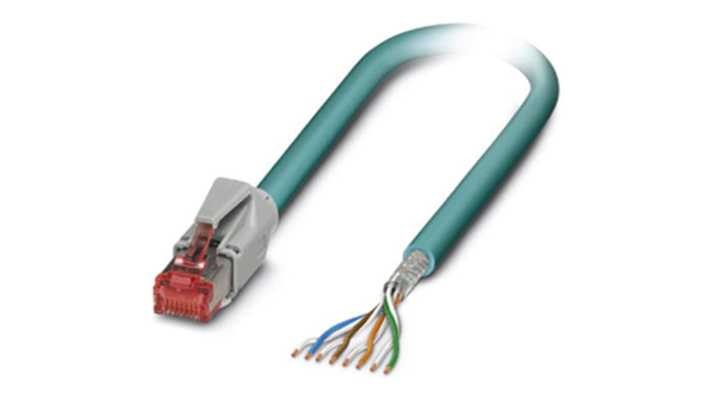 Phoenix Contact VS-IP20-OE-94F-LI/2.0 Ethernetkabel Cat.6, 5m, Blau Patchkabel, A RJ45 Stecker, B offenes Ende, Aussen