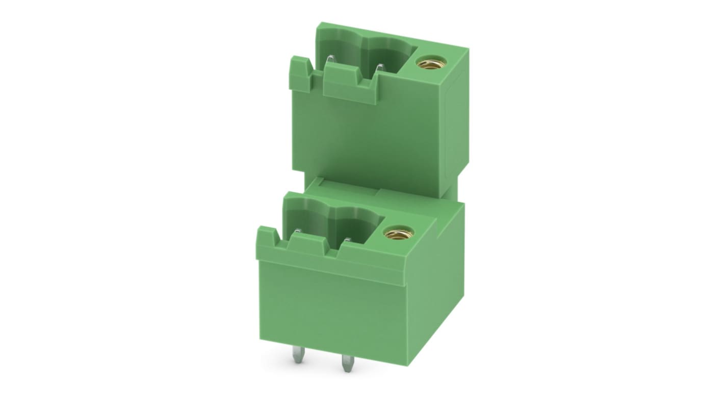 Phoenix Contact, 5.0mm Pitch, MDSTBV 2.5/ 2-GFL, 2 Way, Pluggable Terminal Block, Header, Solder Termination, 1877766