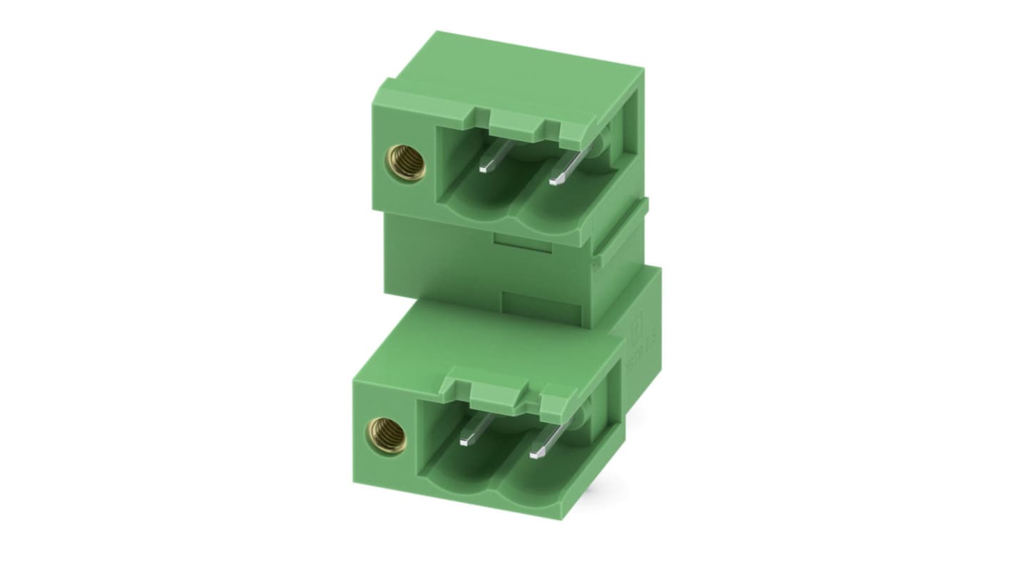 Phoenix Contact, 5.0mm Pitch, MDSTB 2.5/ 2-GFL, 2 Way, Pluggable Terminal Block, Header, Solder Termination, 1877740