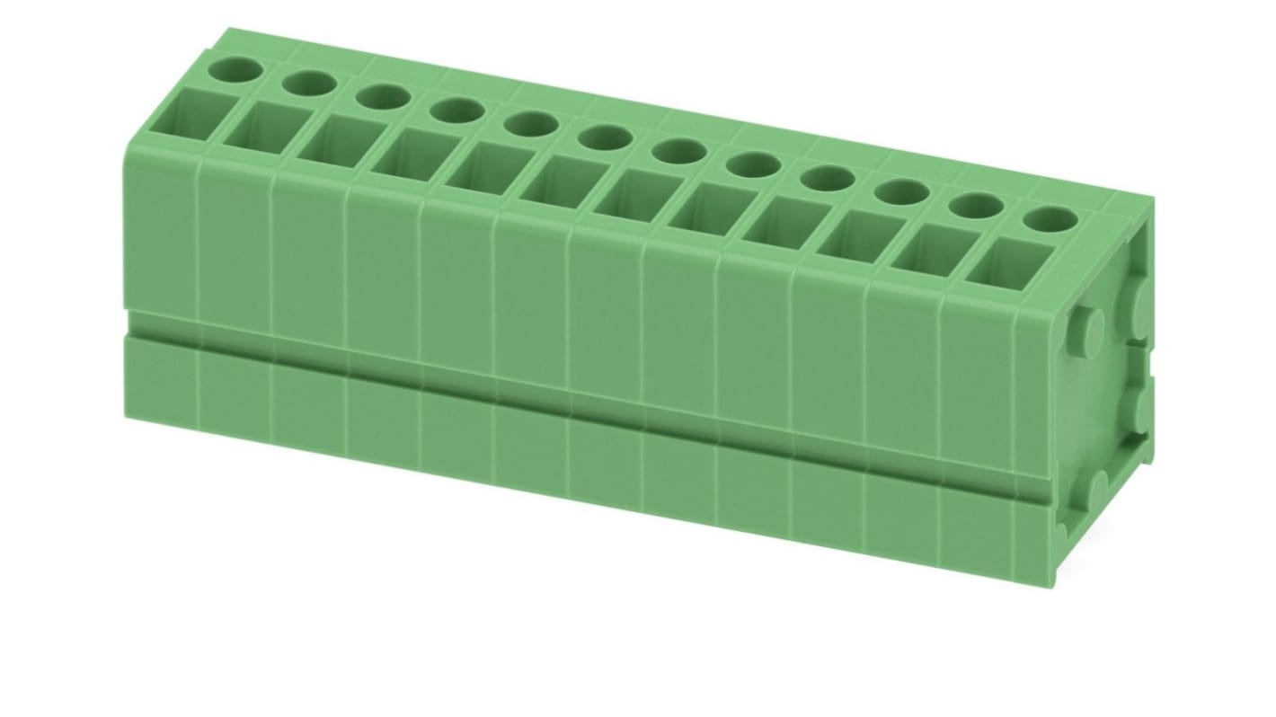 Phoenix Contact FRONT 2.5-V/SA 5/12 Series PCB Terminal Block, 12-Contact, 5mm Pitch, Through Hole Mount, Screw