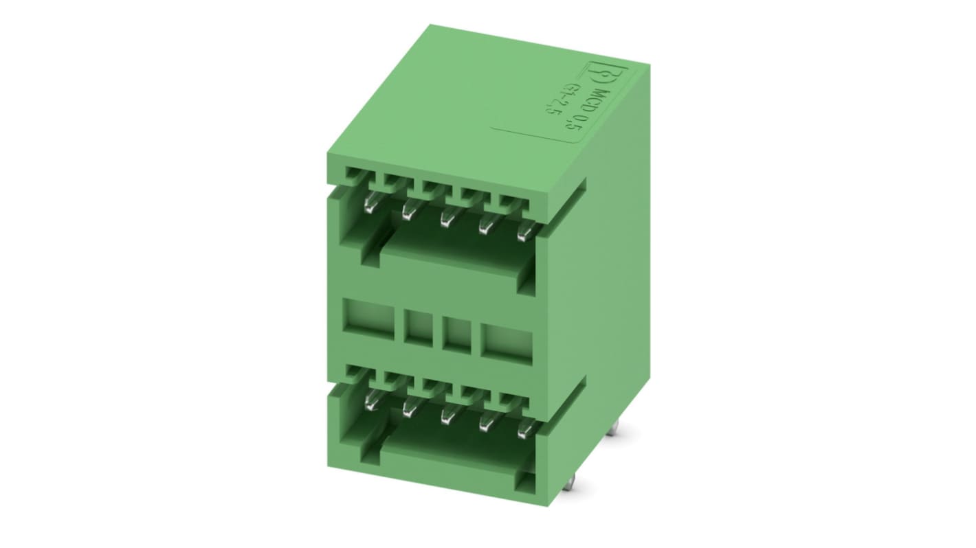 Phoenix Contact, 2.5mm Pitch, COMBICON MCD, 5 Way, Pluggable Terminal Block, Header, Solder Termination, 1894833
