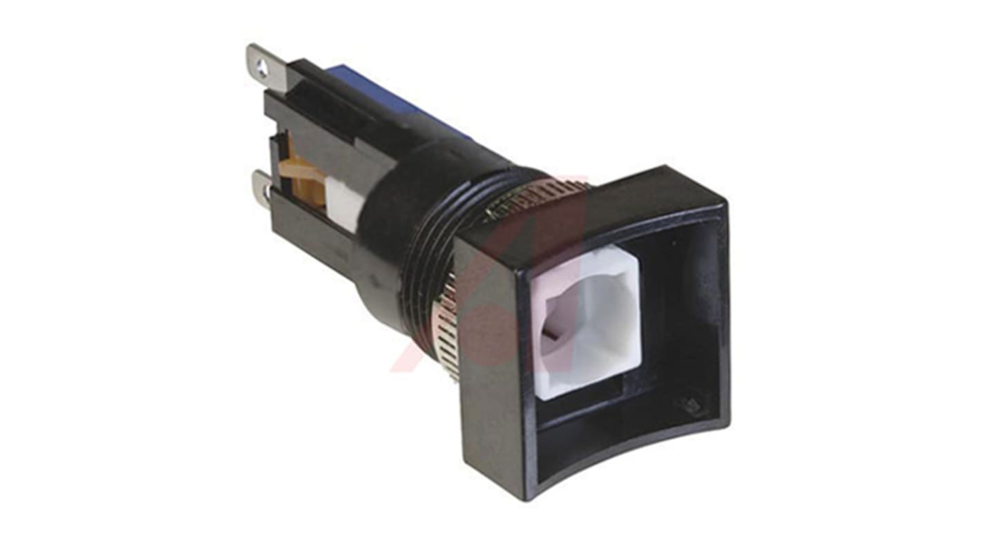 Johnson Electric Push Button Switch, Momentary, Panel Mount, 16.2mm Cutout, DPDT, 250V ac, IP40