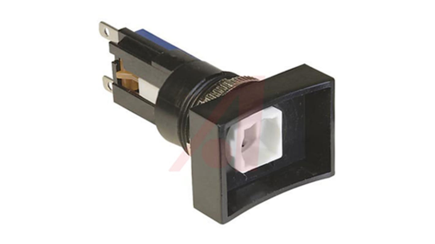Johnson Electric Push Button Switch, Momentary, Panel Mount, 16.2mm Cutout, DPDT, 250V ac, IP40