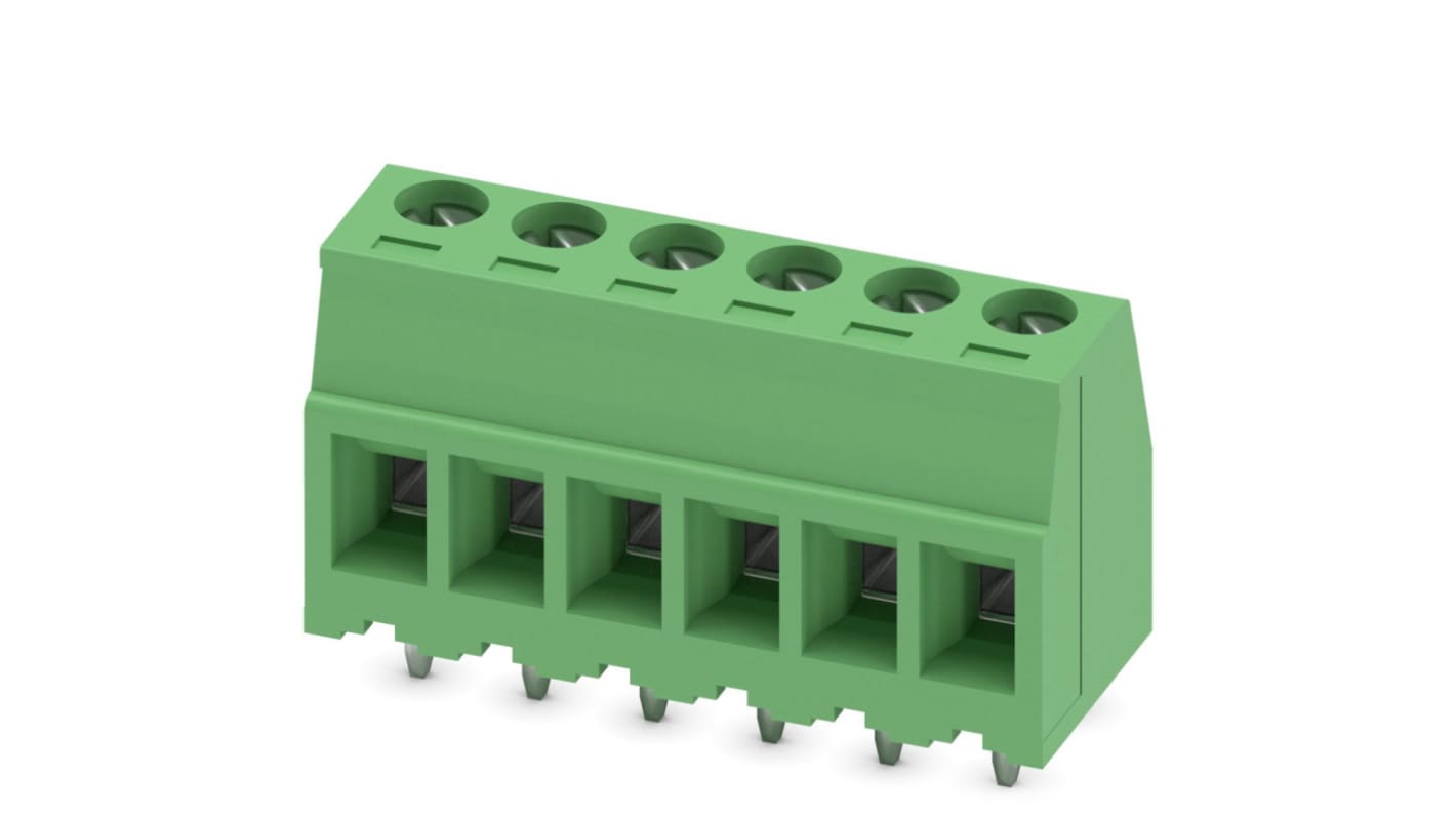 Phoenix Contact MKDSD 1.5/ 6-3.81 Series PCB Terminal Block, 6-Contact, 3.81mm Pitch, Through Hole Mount, Screw