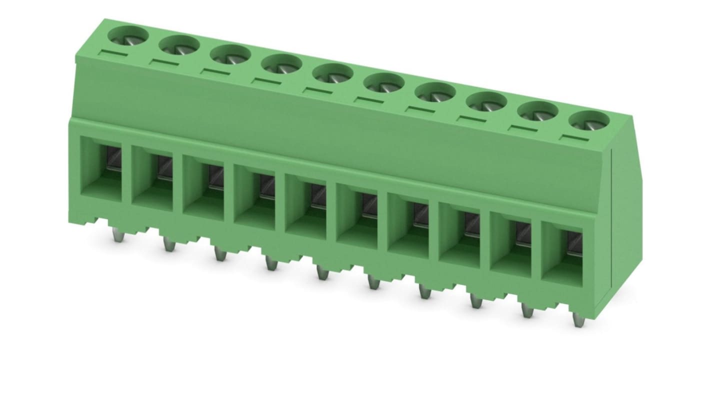 Phoenix Contact MKDSD 1.5/10-3.81 Series PCB Terminal Block, 10-Contact, 3.81mm Pitch, Through Hole Mount, Screw