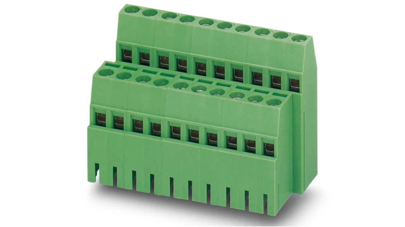 Phoenix Contact MK3DS 1.5/ 3-5.08-BC Series PCB Terminal Block, 3-Contact, 5.08mm Pitch, Through Hole Mount, Screw