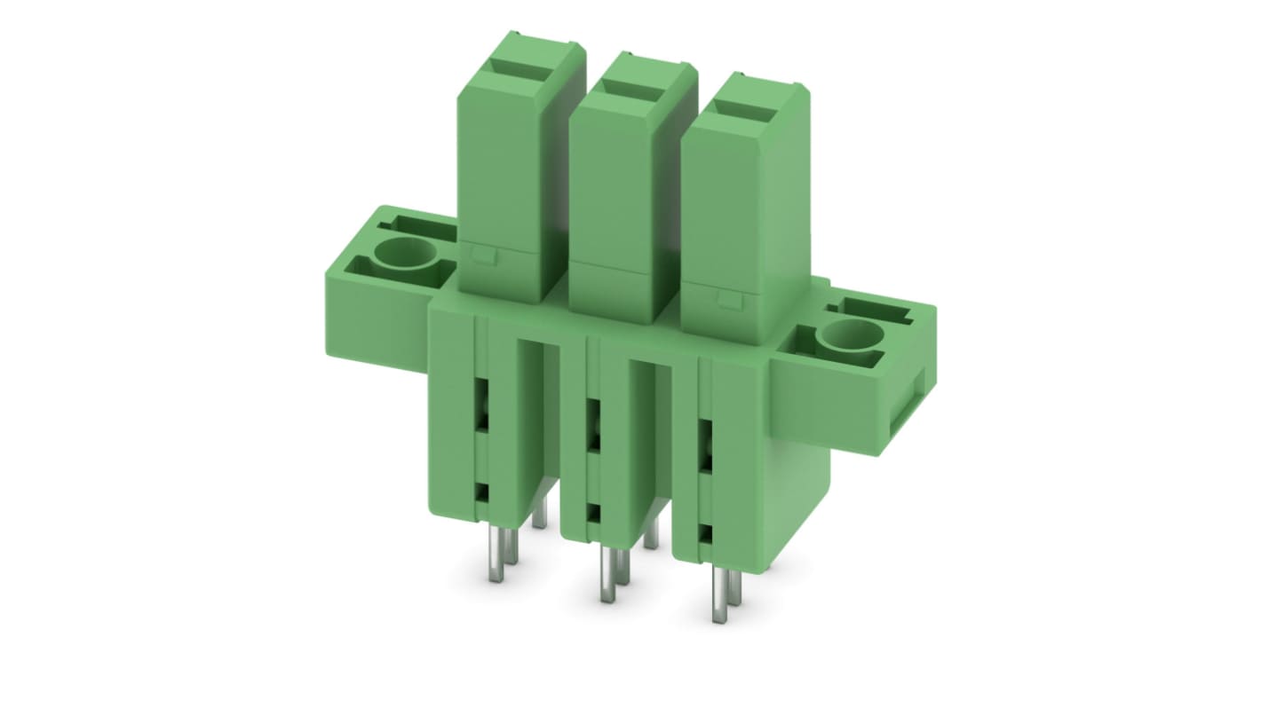 Phoenix Contact, 7.62mm Pitch, IPCV 5/ 3-GF-7.62, 3 Way, Vertical, Pluggable Terminal Block, Inverted Header, Through