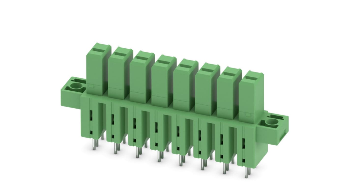 Phoenix Contact, 7.62mm Pitch, IPCV 5/ 8-GF-7.62, 8 Way, Vertical, Pluggable Terminal Block, Inverted Header, Through