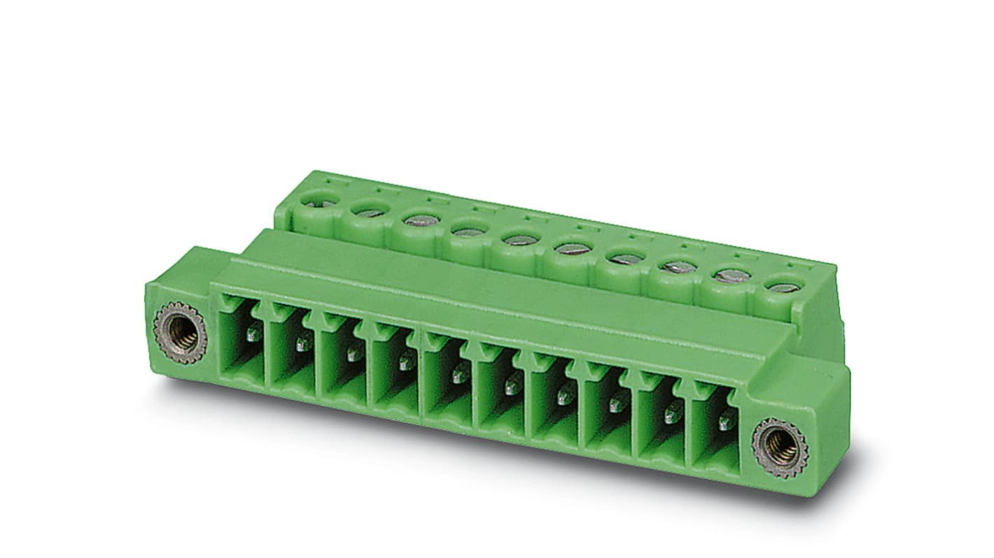 Phoenix Contact, 3.81mm Pitch, IMC 1.5/14-STGF-3.81, 14 Way, , Pluggable Terminal Block, Inverted Plug, Cable Mount,