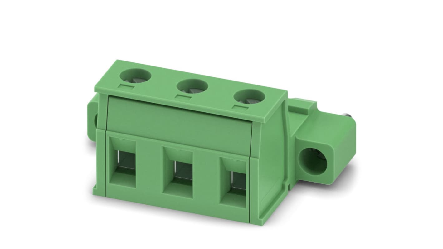Phoenix Contact, 7.62mm Pitch, GIC 2.5/ 3-STF-7.62, 3 Way, , Pluggable Terminal Block, Inverted Plug, Cable Mount,