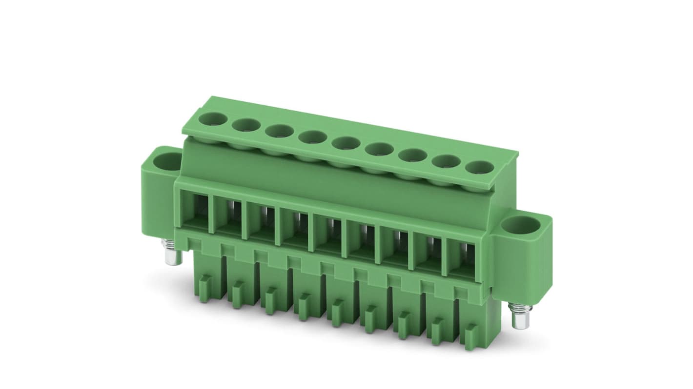 Phoenix Contact, 3.5mm Pitch, MCVR 1.5/ 9-STF-3.5, 9 Way, , Pluggable Terminal Block, Plug, Cable Mount, Screw