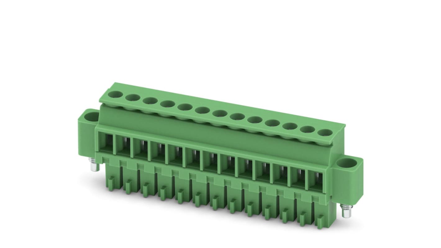 Phoenix Contact, 3.5mm Pitch, MCVR 1.5/13-STF-3.5, 13 Way, , Pluggable Terminal Block, Plug, Cable Mount, Screw