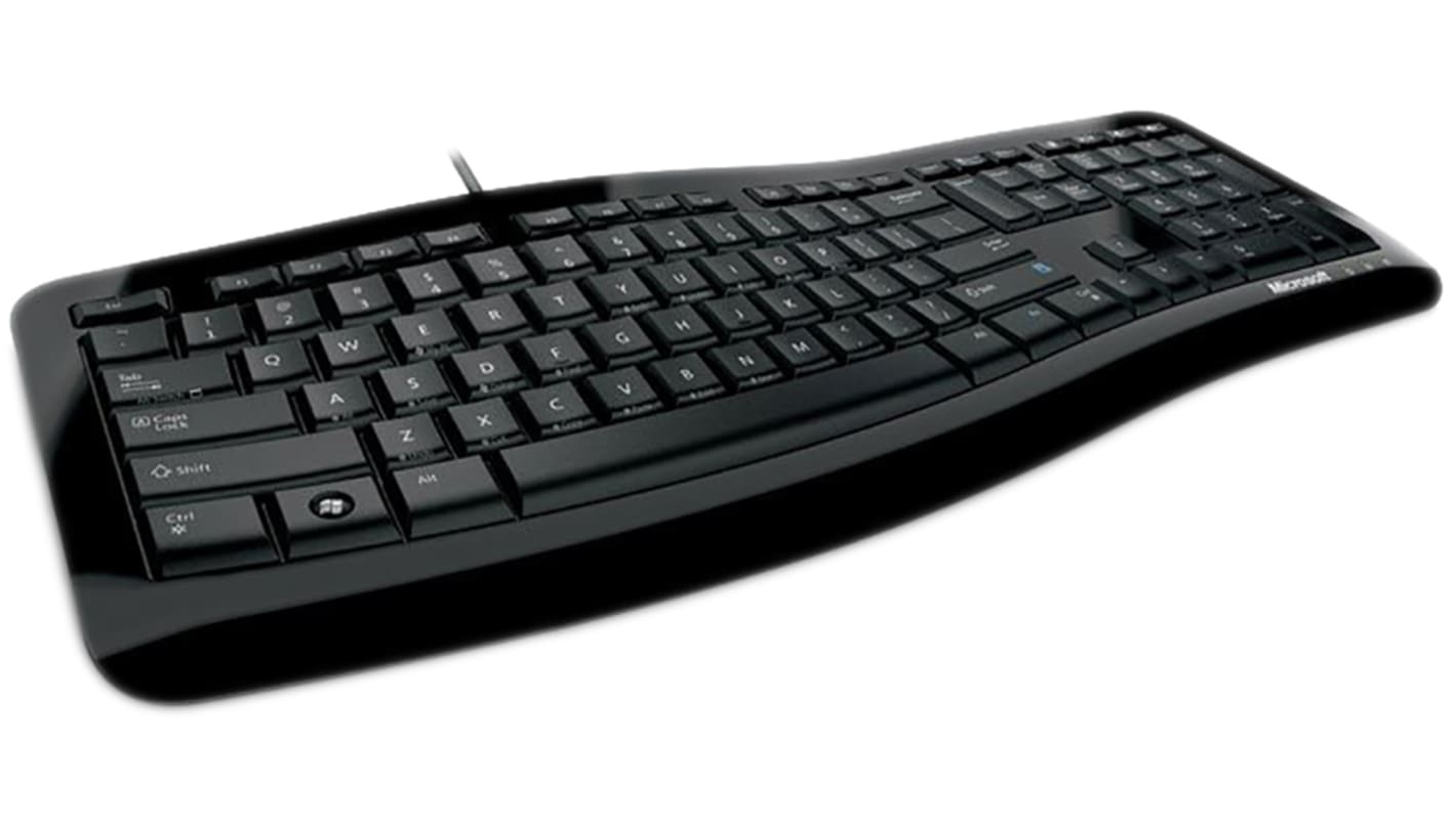 Microsoft Tastatur, med kabel, Sort, USB Kompakt, QWERTY (UK), 470 x 175 x 33mm