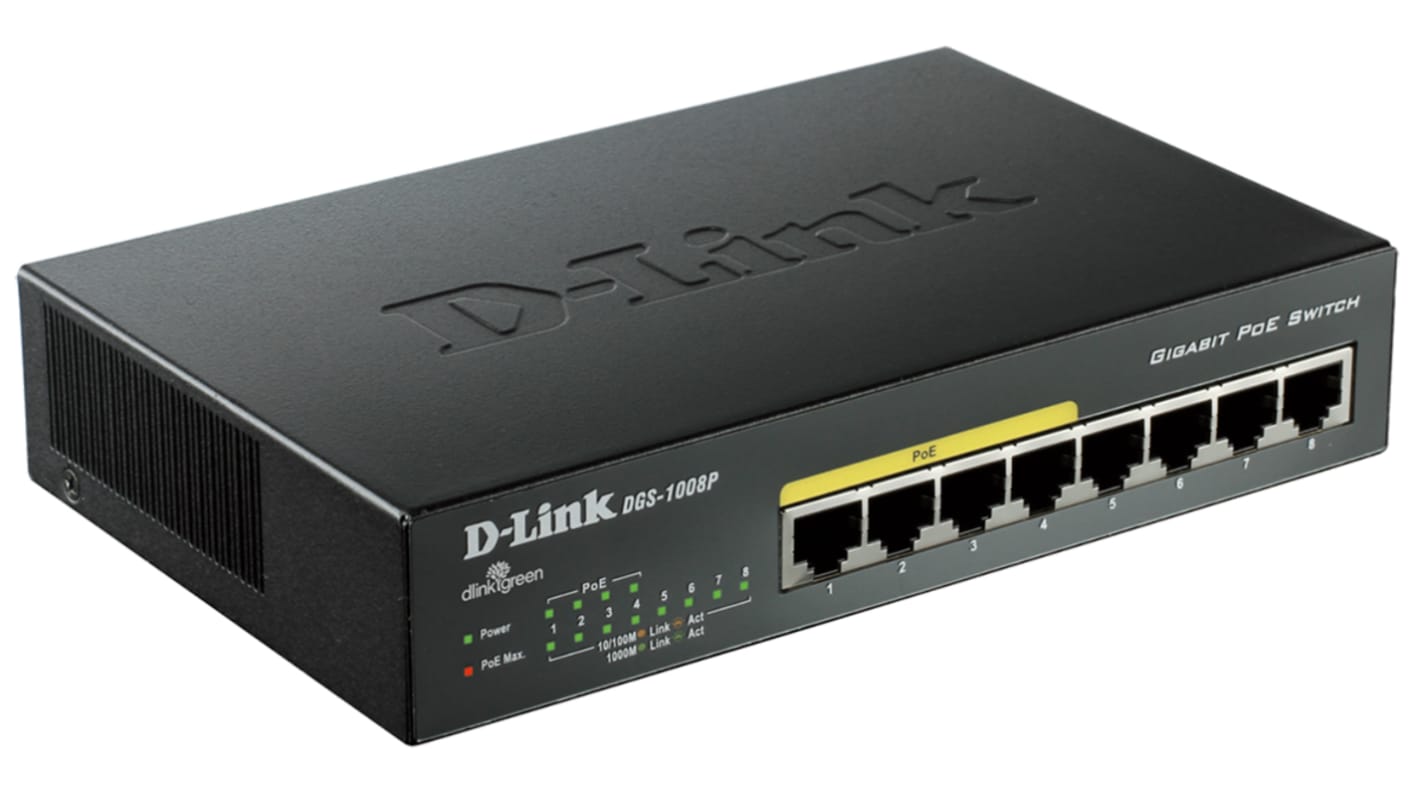 Switch Ethernet D-Link DGS-1008P, 8 ports, EU