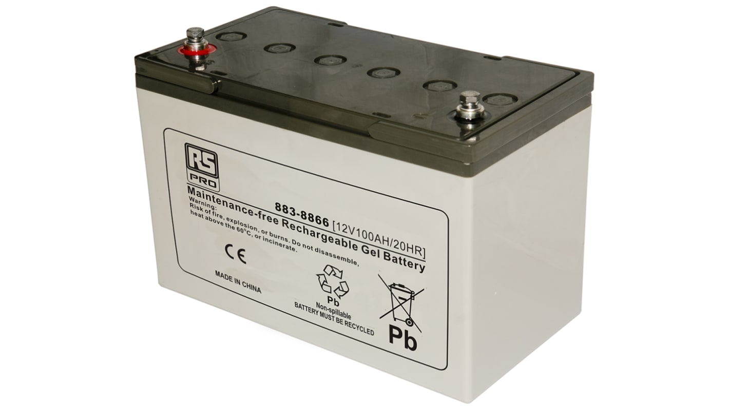 Batteria al piombo sigillata RS PRO, 12V, 100Ah, 330 x 173 x 212mm, -20 → +60°C