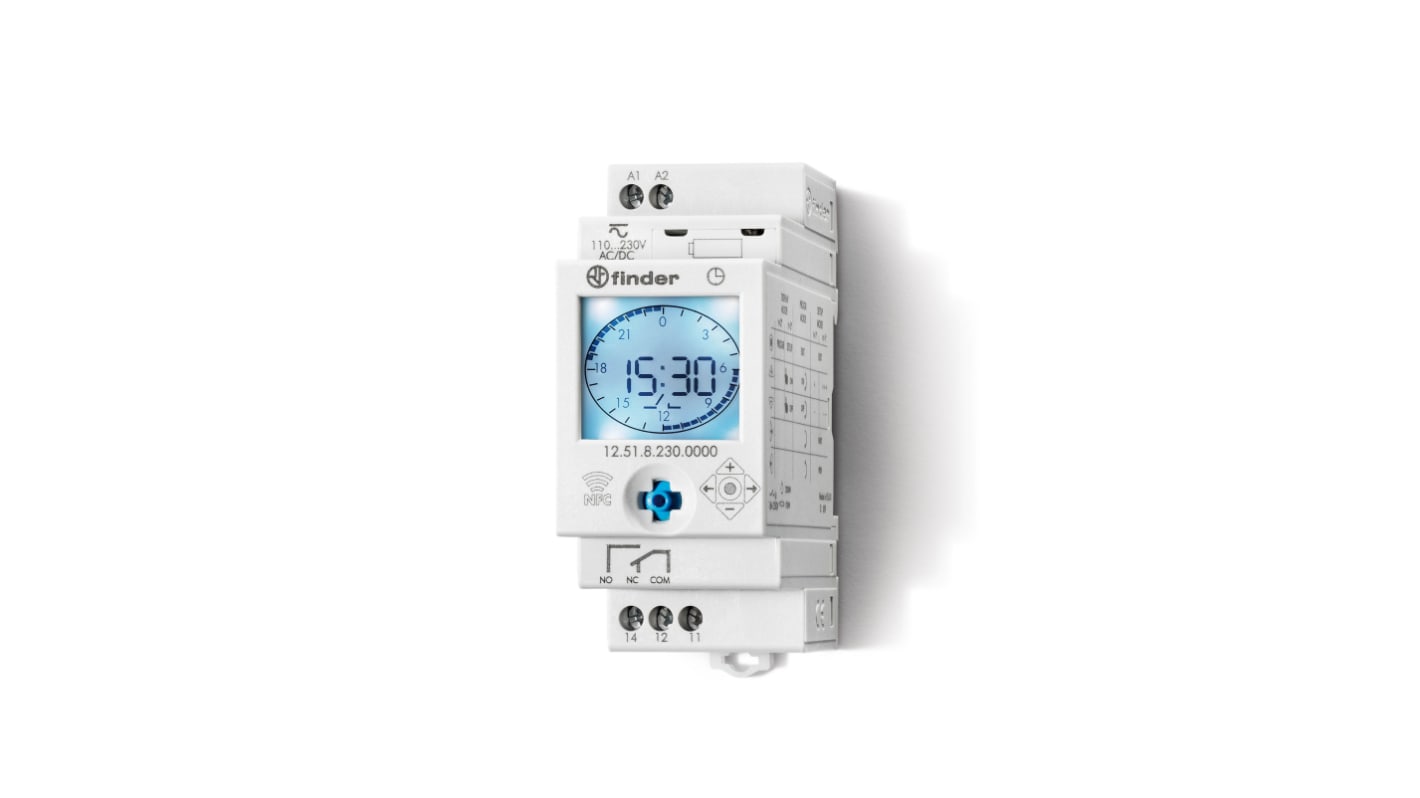 Interrupteur horaire pour rail DIN Numérique avec NFC, 110 → 230 V c.a.