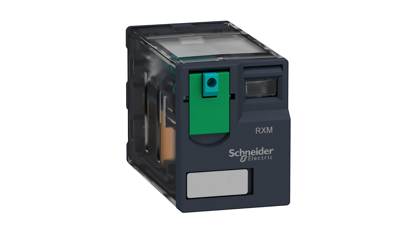 Relé de potencia sin enclavamiento Schneider Electric Harmony Relay RXM de 2 polos, DPDT, bobina 24V dc, 12A, enchufable