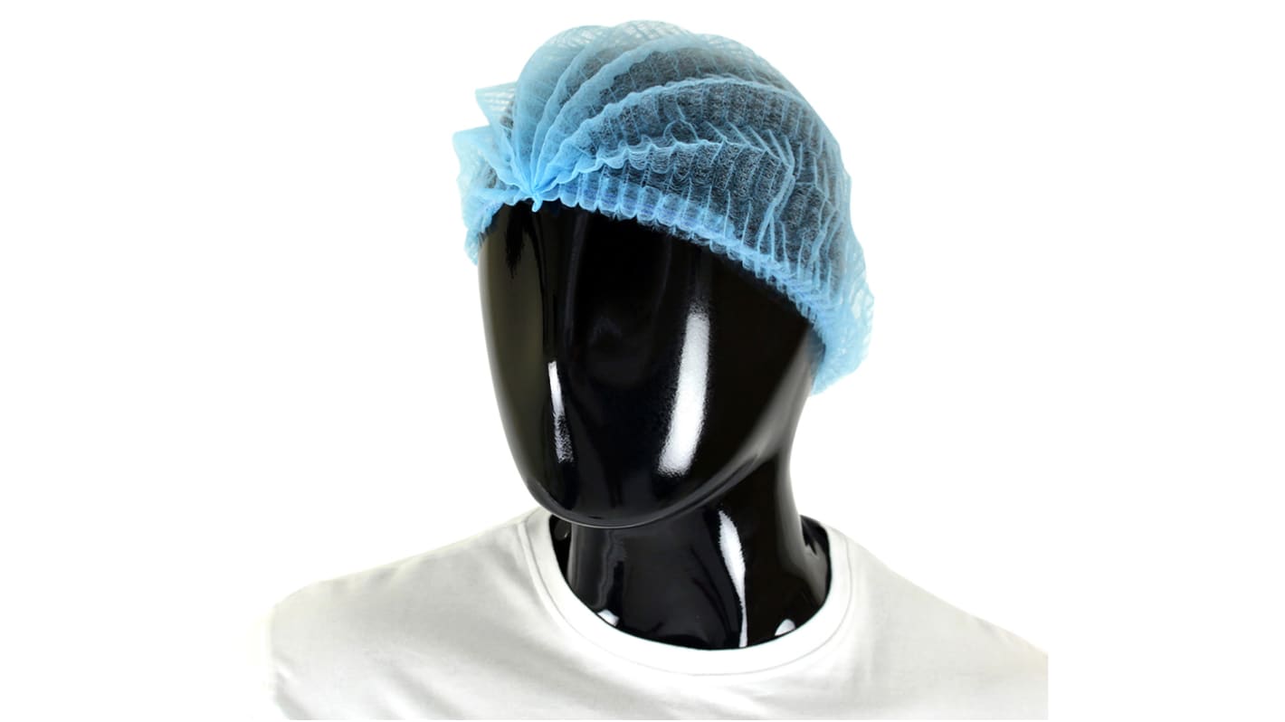 PAL Blue Disposable Hair Net for Food Industry Use, XL, Mob Cap Type, Non-Metal Detectable, 100 per Package