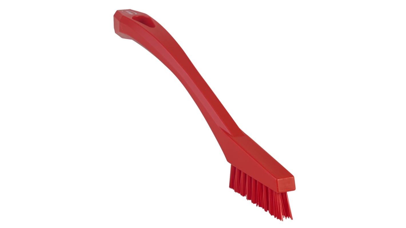 Vikan Extra Hard Bristle Red Scrubbing Brush, 15mm bristle length, PET bristle material