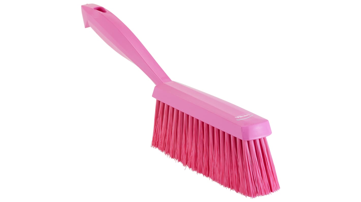 Vikan Pink Hand Brush for Brushing Dry, Fine Particles, Floors with brush included