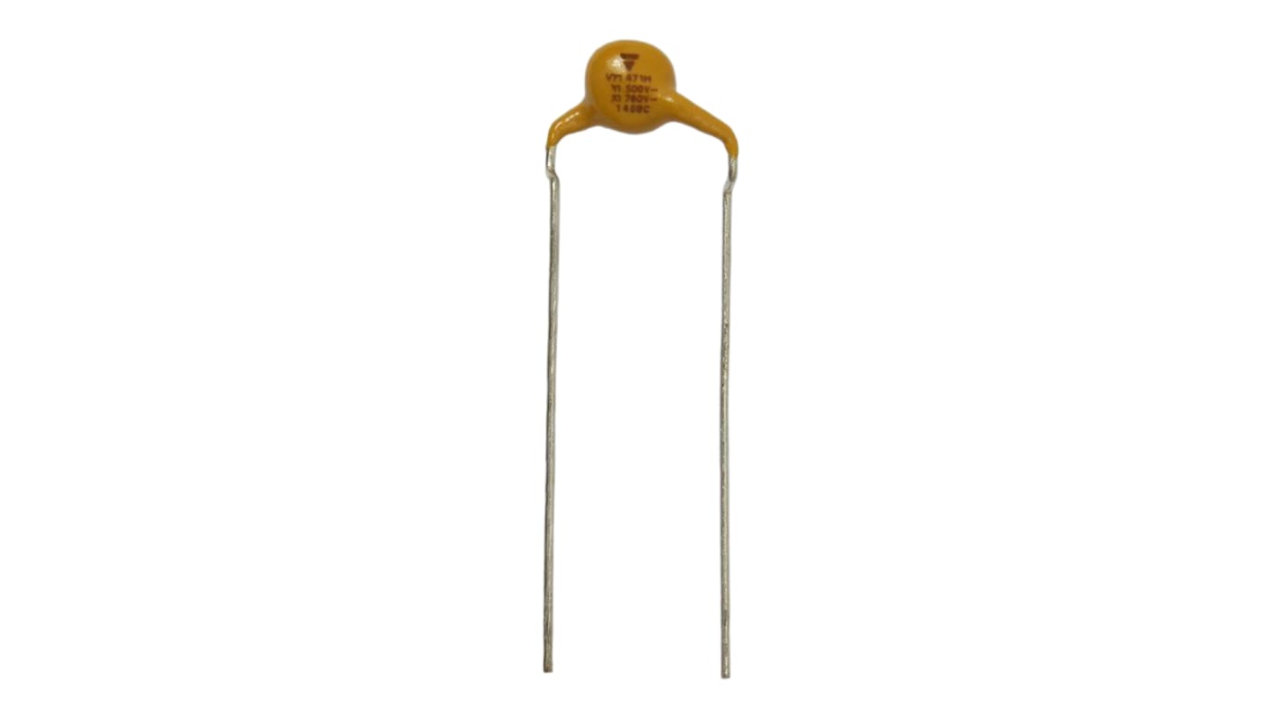 Vishay Single Layer Ceramic Capacitor (SLCC) 470pF 500 (Y1) V ac, 760 (X1) V ac ±20% Y5U Dielectric, VY1, Through Hole