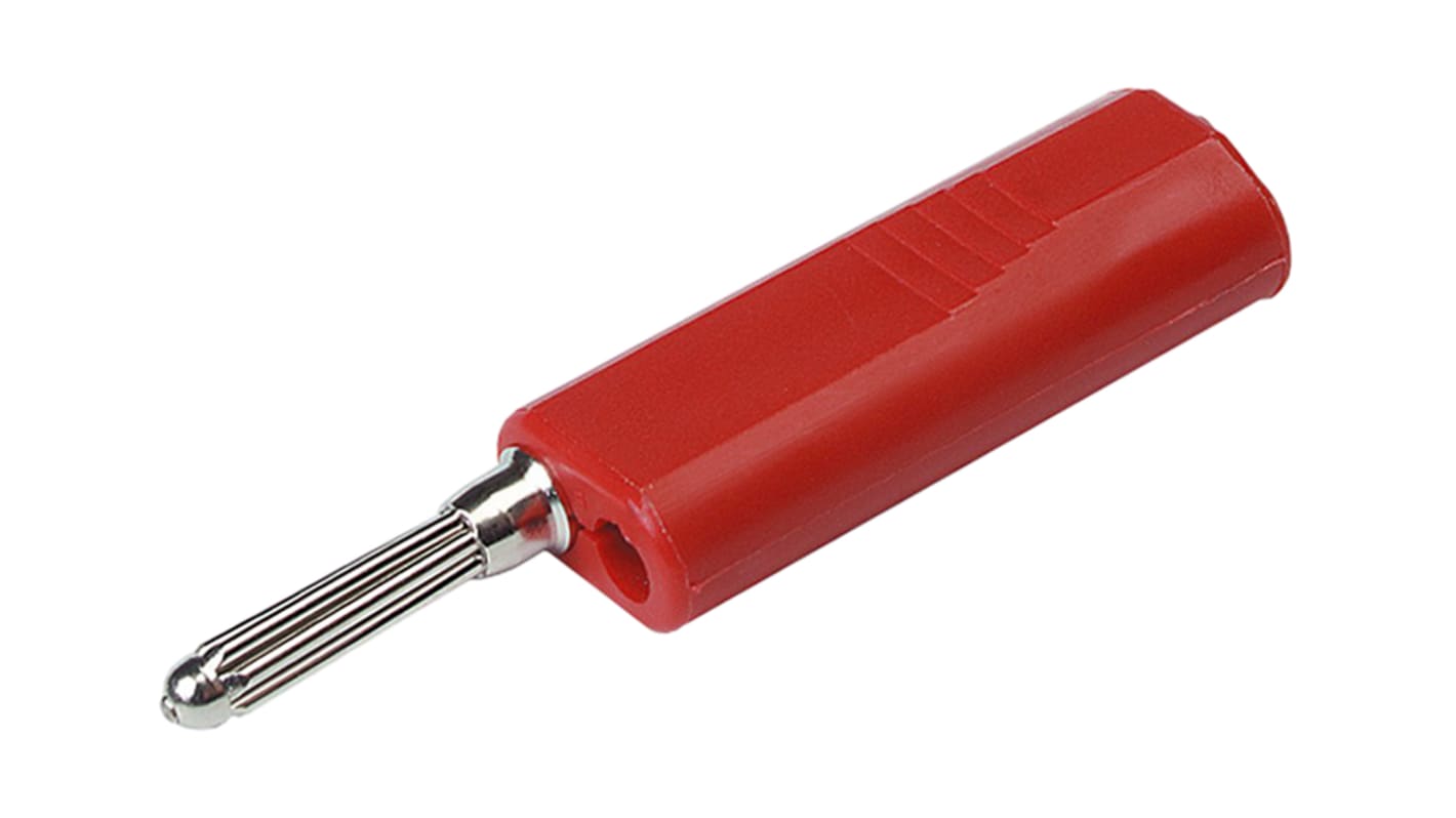 Hirschmann Test & Measurement Red Male Banana Plug, 4 mm Connector, Solder Termination, 16A, 30 V ac, 60V dc, Nickel