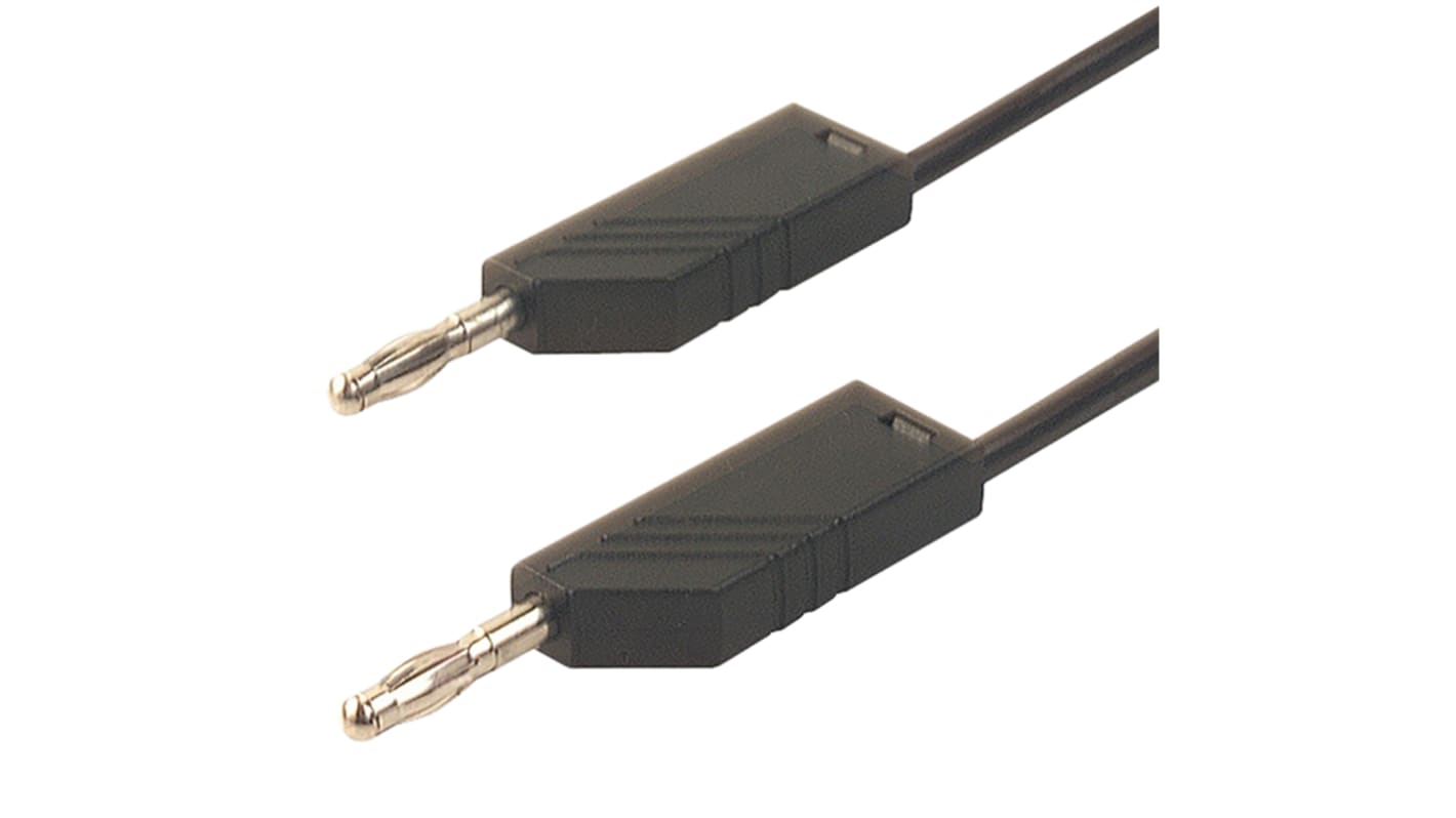 Hirschmann 4mm插头测试线, 250mm线长, 30 V ac, 60V 直流, 32A, 黑色, 公插至公插