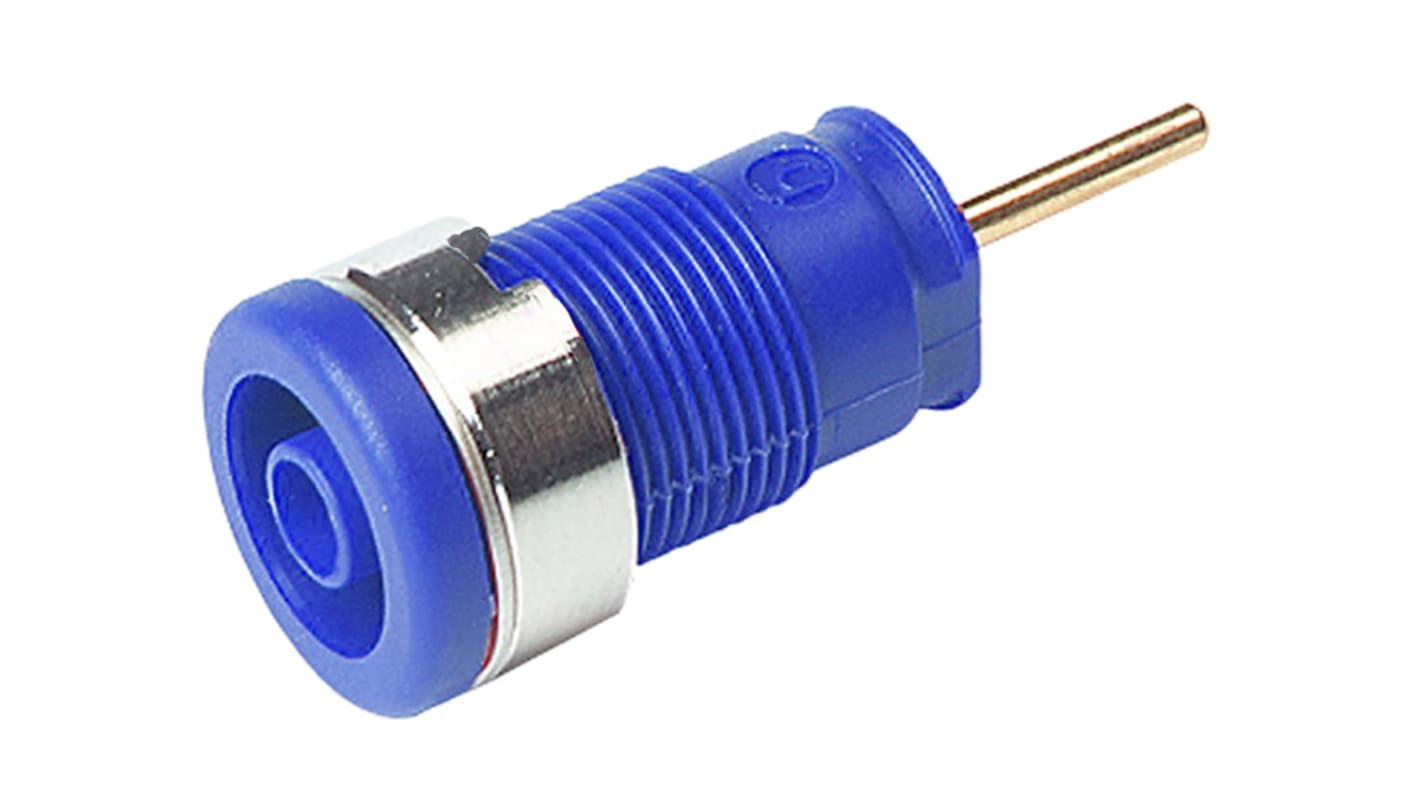 Conector banana hembra Hembra, 24A, 1000V ac/dc, Contacto Oro, Azul
