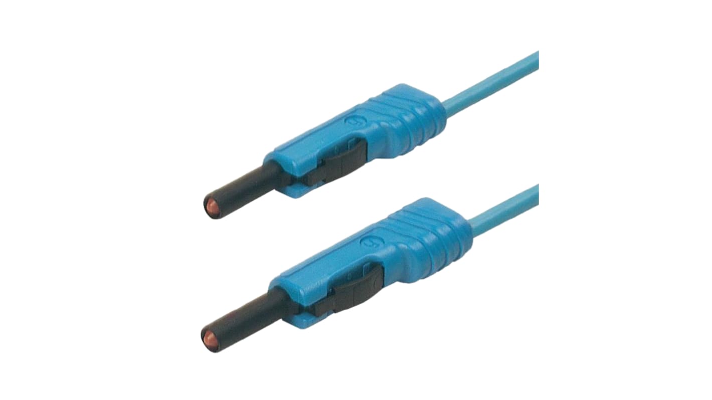 Hirschmann Messleitung 4mm Stecker / Stecker, Blau PVC-isoliert 250mm, 30 V ac, 60V dc / 16A