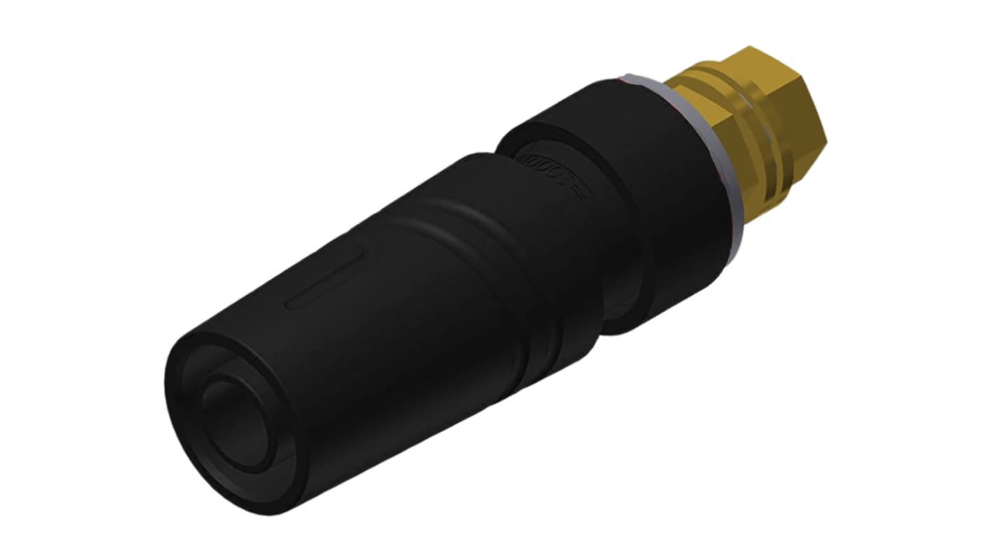 Hirschmann Test & Measurement Black Female Banana Socket, 4 mm Connector, M4 Thread Termination, 32A, 1000V ac/dc, Gold