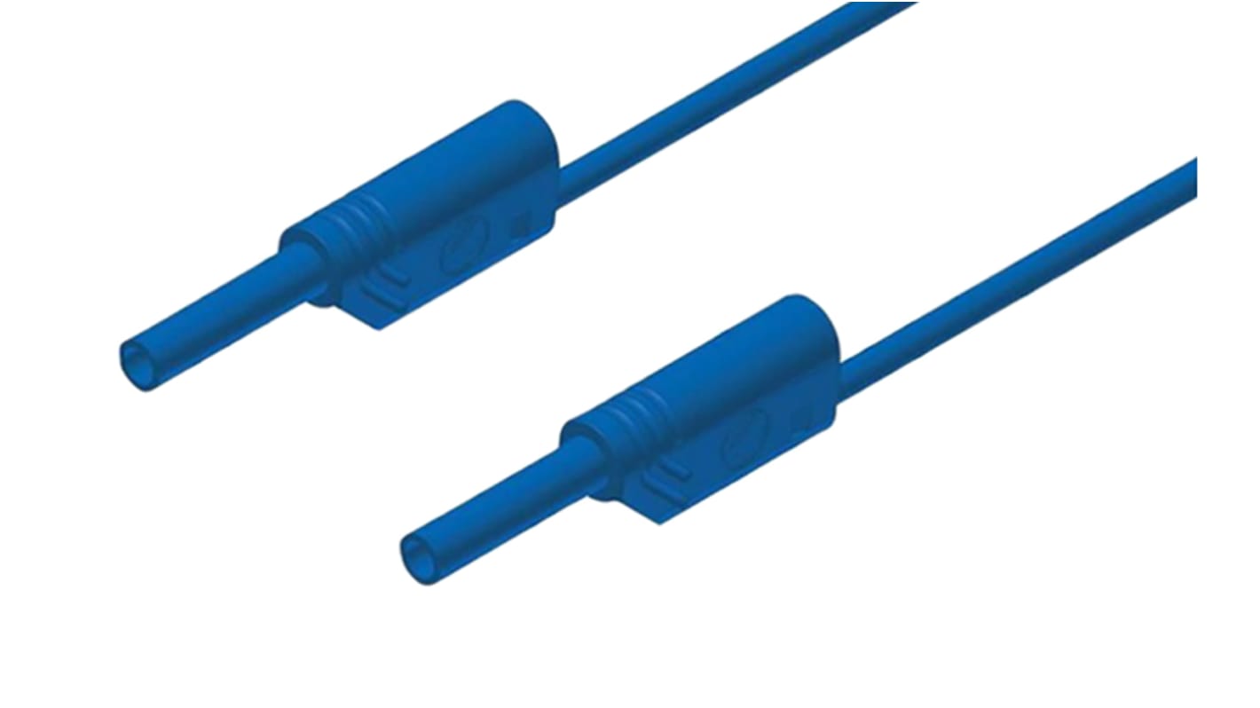 Hirschmann Test & Measurement 2 mm Connector Test Lead, 10A, 1000V ac/dc, Blue, 250mm Lead Length