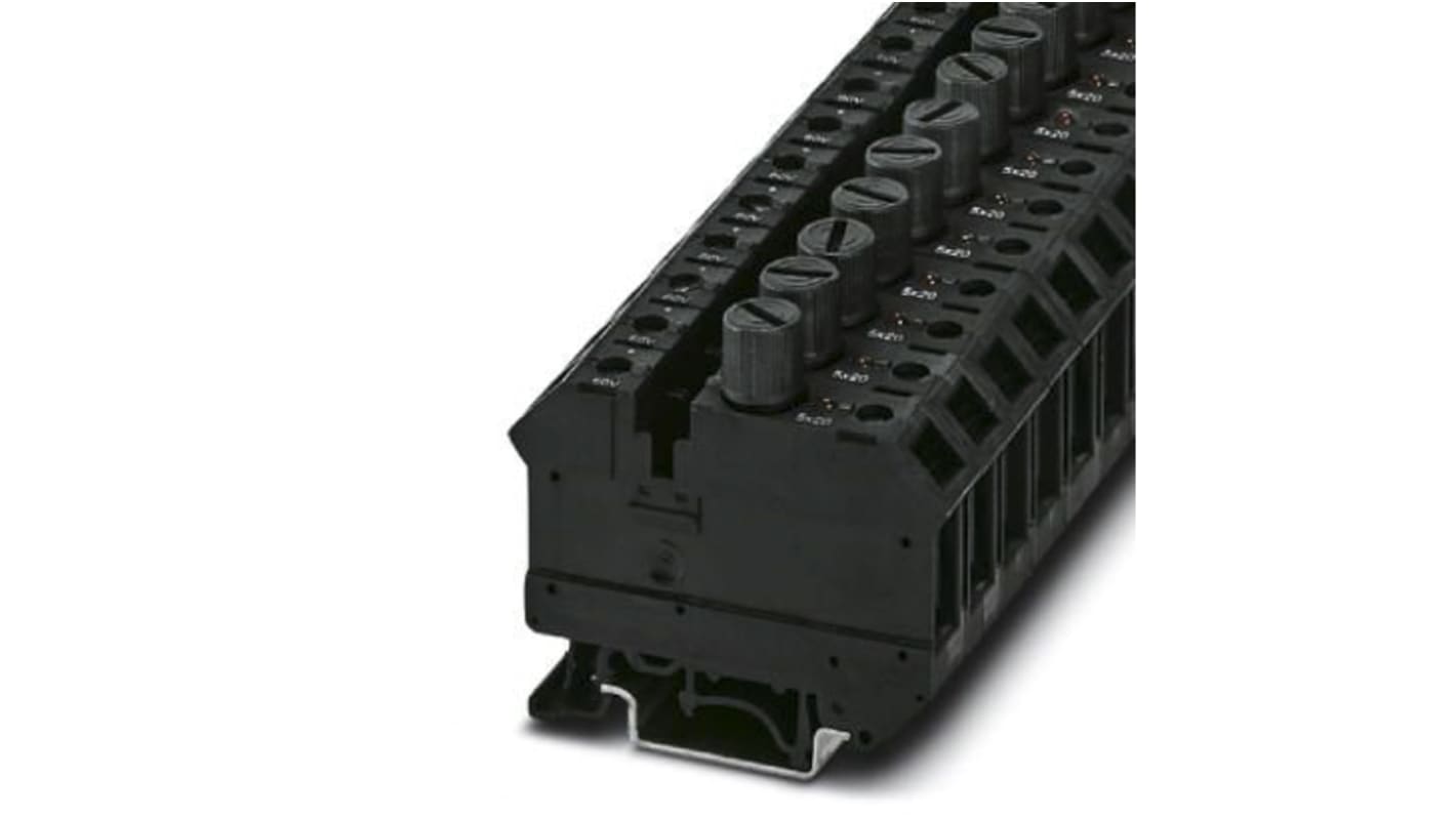 Phoenix Contact 3005154 UK 10-DREHSILED 60 (5X20) Series Black, 1-Level, Screw Termination, Fused