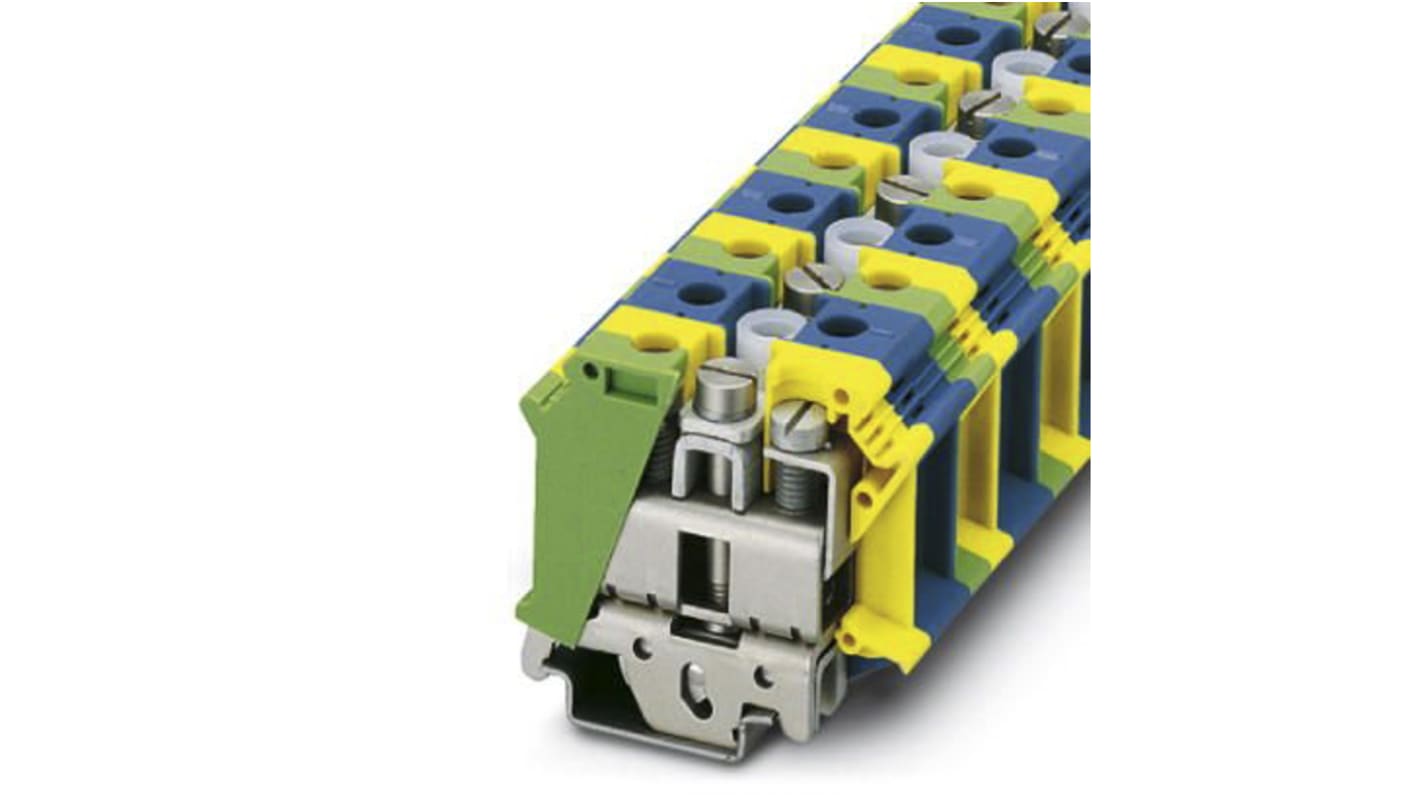 Phoenix Contact UIK 35-PE/N Series Blue, Green, Yellow Din Rail Terminal, Single-Level, Screw Termination