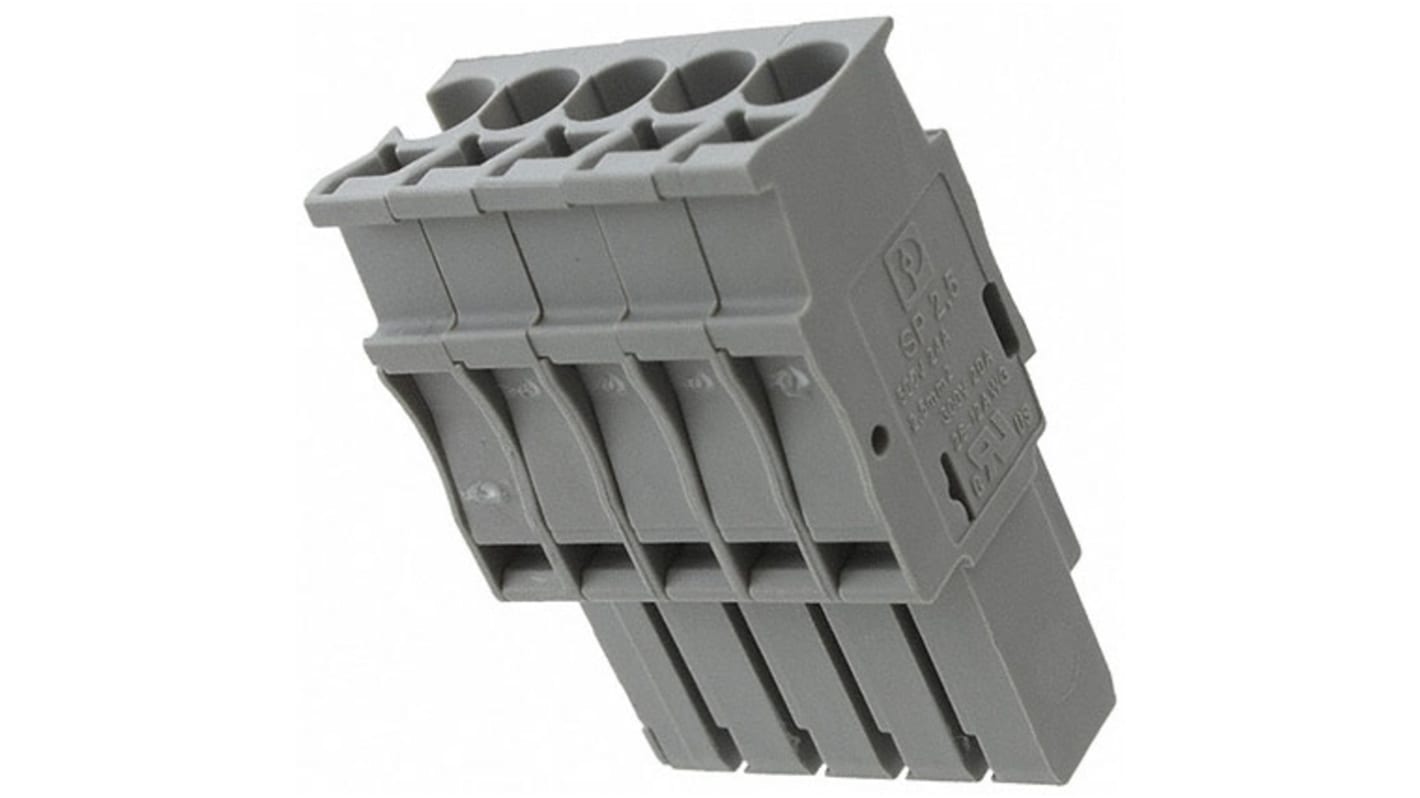 Phoenix Contact Pluggable Terminal Block, Plug, Spring Cage Termination