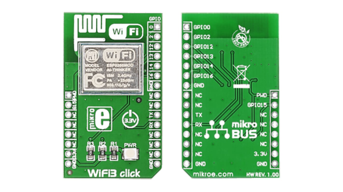 Placa Click mikroBus WiFi MikroElektronika MIKROE-1769, frecuencia 2.4GHz