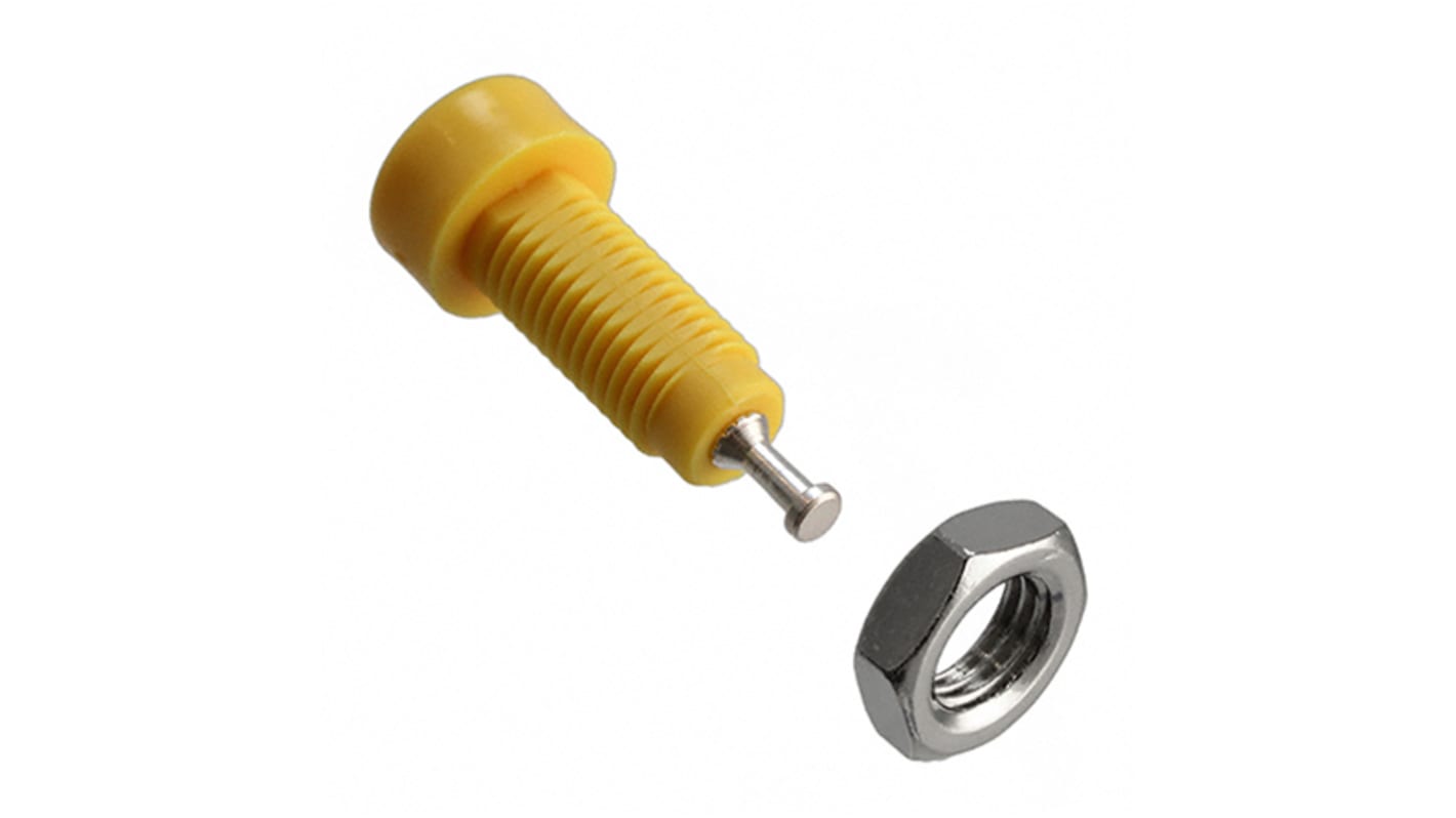 Cinch Connectors Yellow Female Test Socket, 2mm Connector, Solder Termination, 10A, Silver Plating