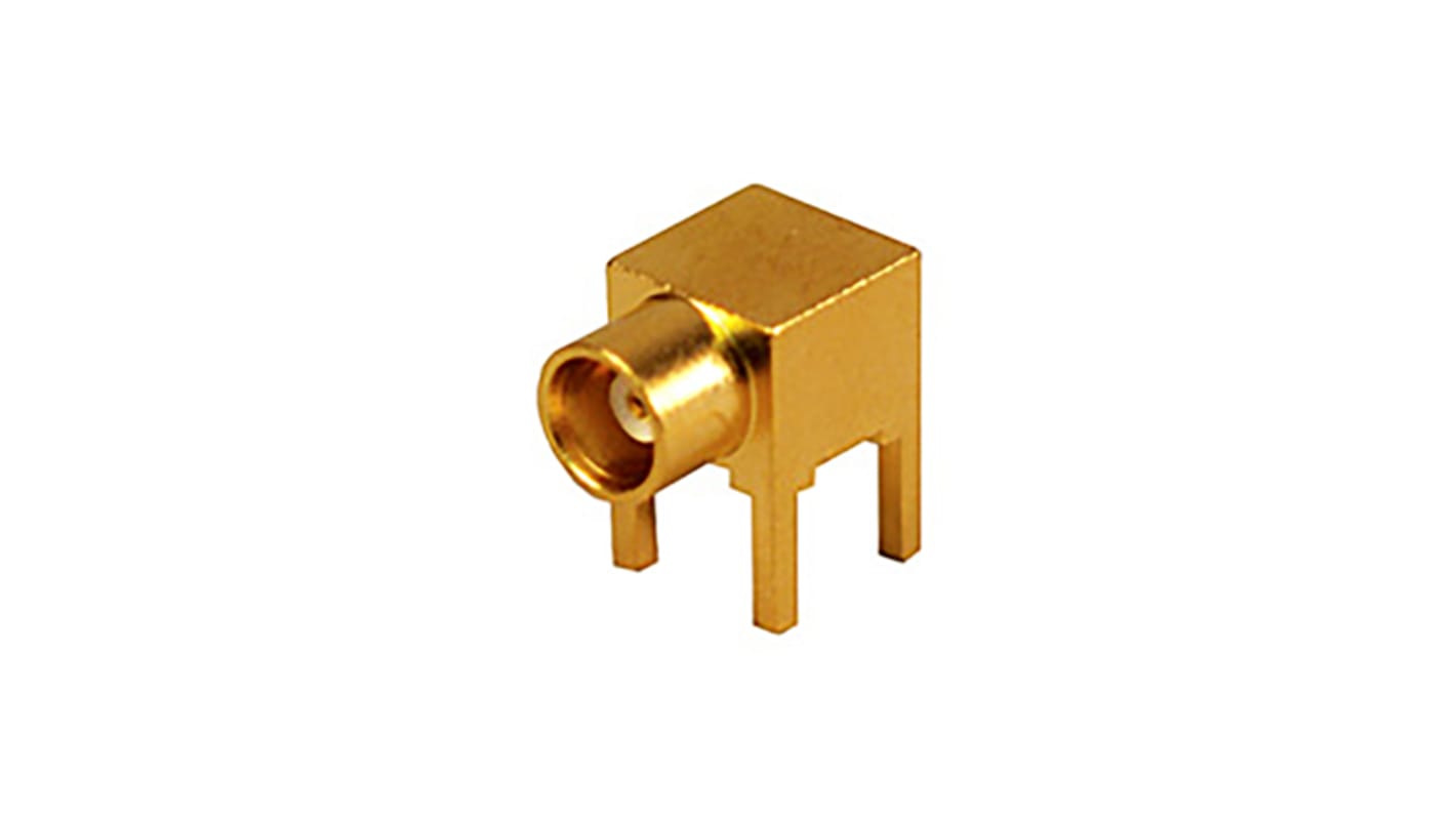Cinch Connectors MCX Series, jack PCB Mount MCX Connector, 50Ω, Solder Termination, Right Angle Body